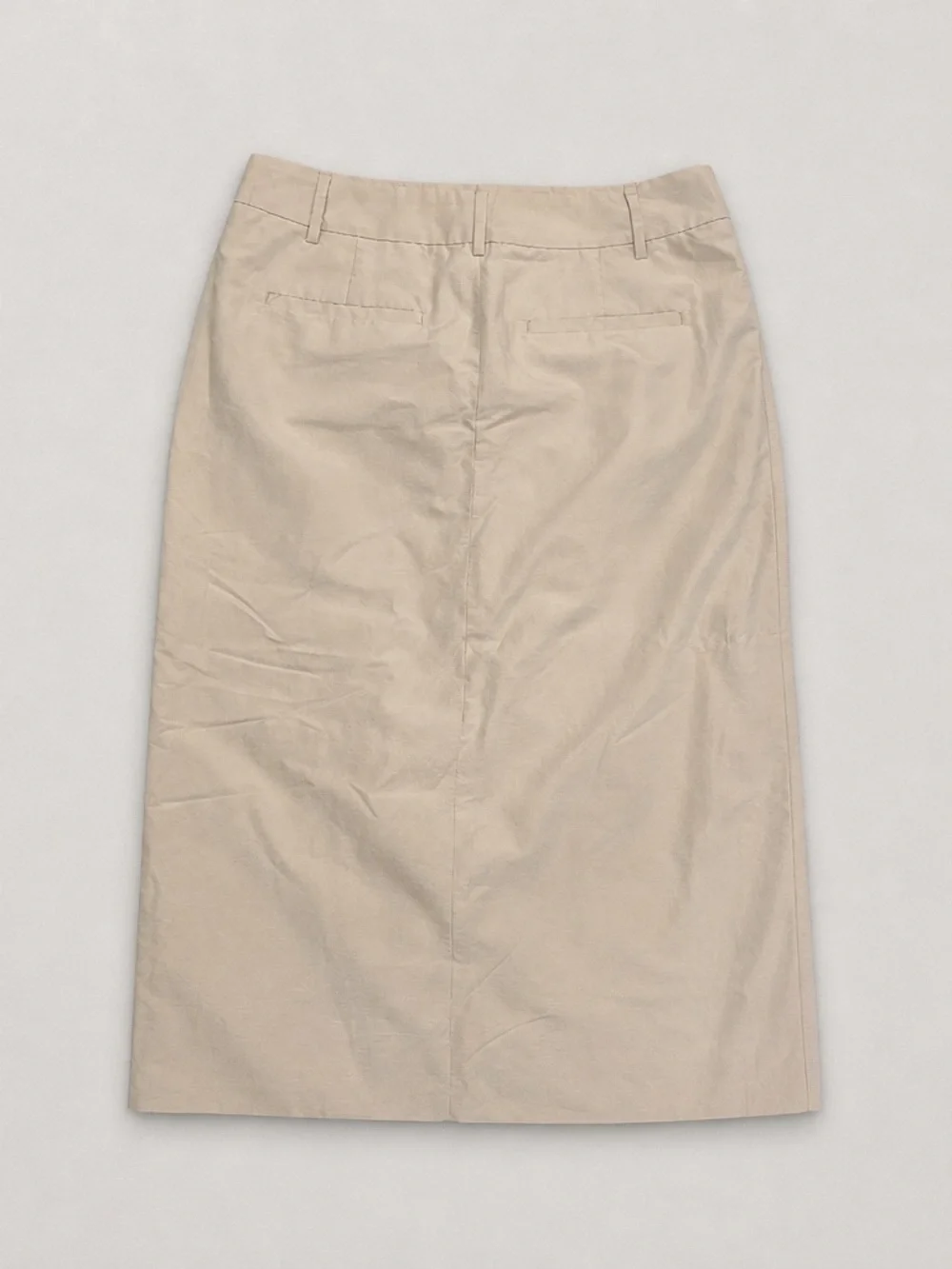 RW&CO Beige Linen Blend Midi Pencil Skirt Front Slit Lined Women's Size 6 - Picture 4 of 6